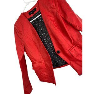 Black Rivet S Womens Faux Leather Touch Red Blazer Jacket Size Cuffable NWT
